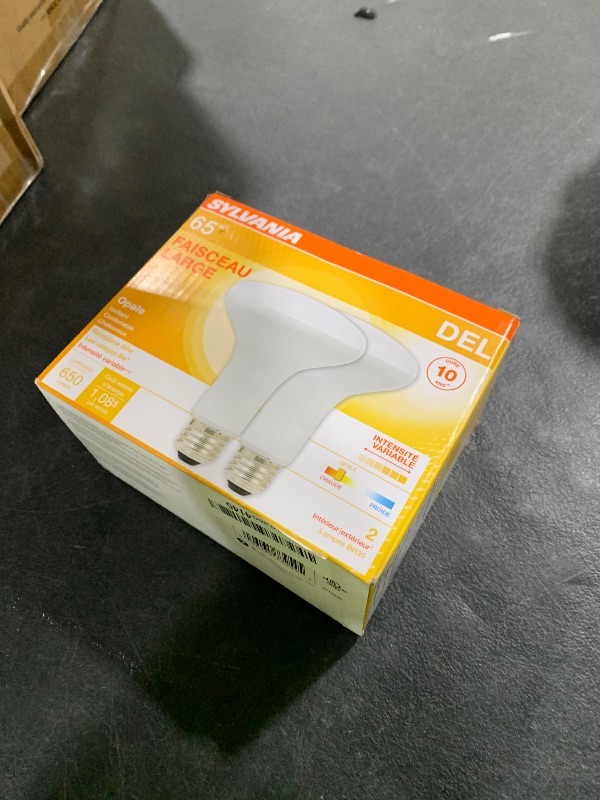 Photo 1 of SYLVANIA LED Flood BR30 Light Bulb, 65W Equivalent Efficient 9W, 10 Year, 650 Lumens, Dimmable, 2700K, Soft White - 2 pack (73954)