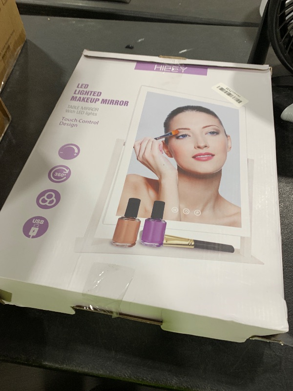 Photo 1 of HIEEY Lighted Makeup Mirror, Hollywood Vanity Mirror with Lights, Three Color Lighting Modes, with 4in 20X Magnification Mirror, Smart Touch Control, 360°Rotation (17.4in,White,Gift Box)