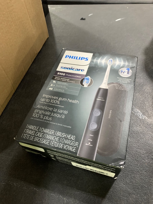 Photo 1 of Philips Sonicare ProtectiveClean 5100 Rechargeable Electric Toothbrush, with Pressure Sensor, 3 Cleaning Modes, SmarTimer and QuadPacer, 14-Day Battery Life, Travel Case, Black, Model HX6850/60