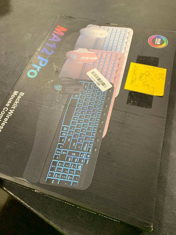 Photo 1 of SABLUTE Ergonomic Wireless Keyboard and Mouse Combo - Wave Keyboard with Soft Leather Wrist Rest, Resistant Keys, RGB Backlit Rechargeable Set for PC/Mac/Chromebook (Black)
