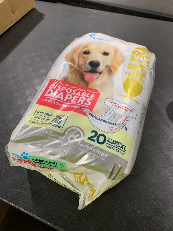 Photo 1 of Paw Inspired 20ct Disposable Dog Diapers | Female Dog Diapers Ultra Protection | Diapers for Dogs in Heat, Excitable Urination, or Incontinence (X-Large)