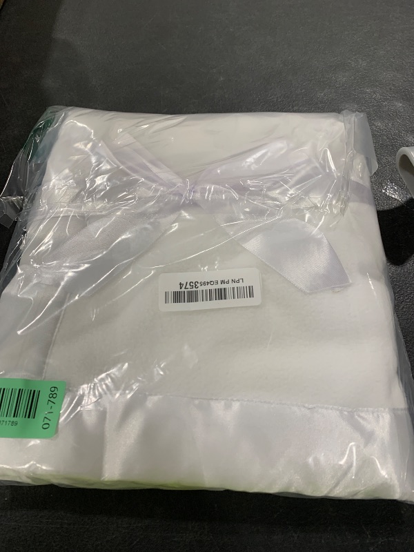 Photo 1 of American Baby Company Fleece Blanket with Silk-Like Satin Trim, Soft, Warm & Cozy, White, 30" x 40" for Boys and Girls, Perfect for Baby Carrier, Stroller, Travel and Gifting
