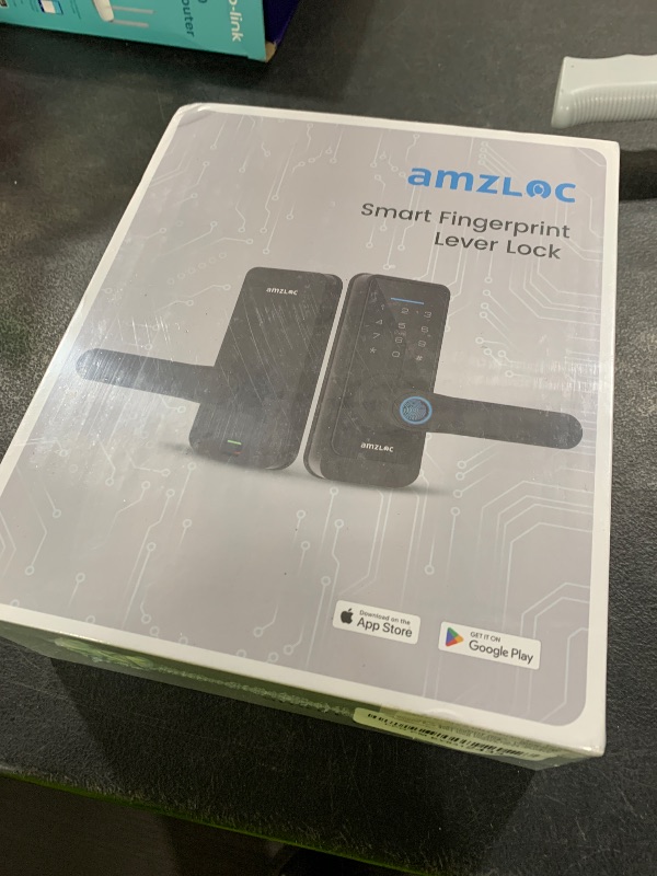 Photo 1 of Amzloc Smart Fingerprint Lock,Lever Door Handle Lock with Keypad,Keyless Entry Door Lock for Front Door and Bedrooms,Electronic Code Deadbolt Lock with Handle,Bluetooth App Control,IP65 Weatherproof