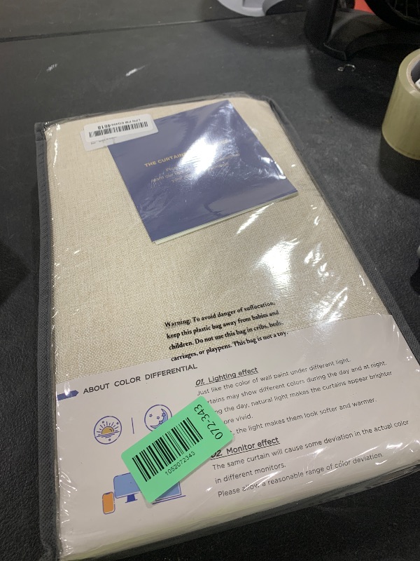 Photo 1 of 100% Blackout Shield Linen Blackout Curtains for Bedroom 84 Inches Long, Back Tab/Rod Pocket Living Room Drapes, Thermal Insulated Blackout Curtains 2 Panels Set, 50" W x 84" L, Cream