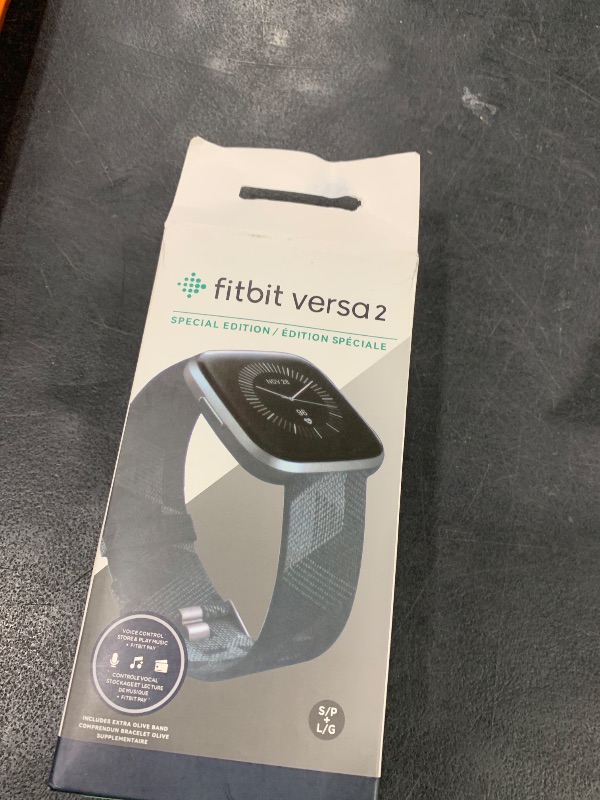 Photo 1 of Fitbit Versa 2 Special Edition Health and Fitness Smartwatch with Heart Rate, Music, Alexa Built-In, Sleep and Swim Tracking, Smoke Woven/Mist Grey, One Size (S and L Bands Included)