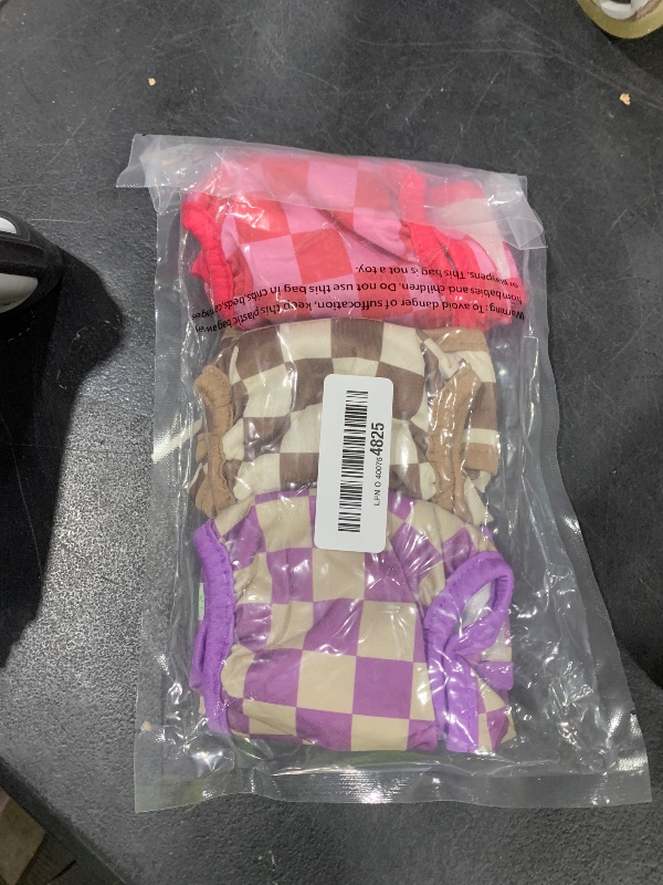 Photo 1 of wegreeco Washable Female Dog Diapers Highly Absorbent Reusable Diapers for Dog in Heat Dog Period Diapers, 3 Pack (Checkerboard Red, Purple, Coffee, Small)