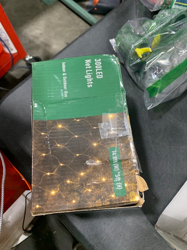 Photo 1 of Christmas Decorations Net String Light Outdoor, 14.8ft x 5ft 300 LED White Net Lights Connectable 8 Modes Fairy Mesh Light Green Wire Plug in for Bushes Tree Garden Home Halloween Christmas Decor