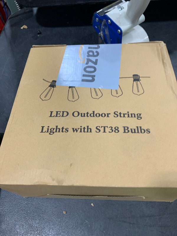 Photo 1 of Brightever LED Outdoor String Lights 100FT Patio Lights with 52 Shatterproof ST38 Vintage Edison Bulbs, Outside Hanging Light Waterproof for Porch, Deck, Garden, Backyard, Balcony, Dimmable 2700K