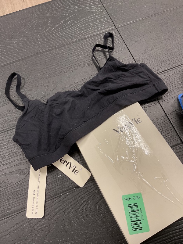 Photo 1 of Vertvie Womens Wireless Bralettes Cami Bras Unlined Seamless No Underwire No Padding Scoop Neck Comfort T Shirt & Sports Bra(Black,Small)