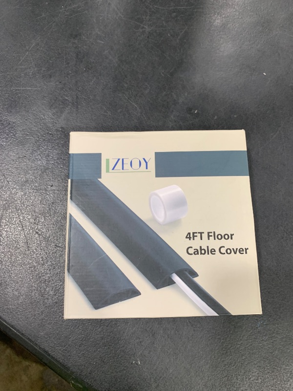 Photo 1 of Floor Cable Cover 3ft Brown, LZEOY Cord Covers for Wires on Floor, Low Profile Cord Hider Cable Management, Office/Carpet Compatible