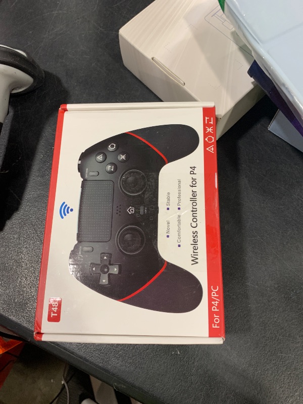 Photo 1 of Wireless Controller with Hall Joystick for PS4,Pro,Slim - Wireless Controller with Built-in Speakers/Precise Joysticks/Turbo/Advanced Buttons Programming, and 1000mAh Rechargeable Battery (Black Red)