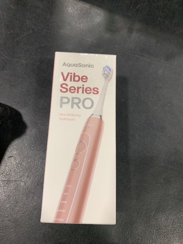 Photo 1 of Aquasonic Vibe Series PRO – Ultra-Whitening Electric Toothbrush – 5 Modes & Smart Timers – Premium Travel Case & 6 Proflex Brush Heads – ADA Accepted Toothbrush (Rose Gold)