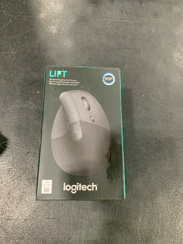Photo 1 of Logitech Lift Vertical Ergonomic Mouse, Wireless Bluetooth or USB Receiver, Quiet Clicks, 4 Buttons, Right Hand Wireless Mouse, Windows/macOS/iPadOS, Laptop, PC - Graphite