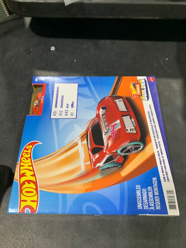 Photo 1 of Hot Wheels Toy Car Mega Track Set Pack, 87 Component Building Parts for 40-ft of Track & 1:64 Scale Vehicle (Amazon Exclusive)