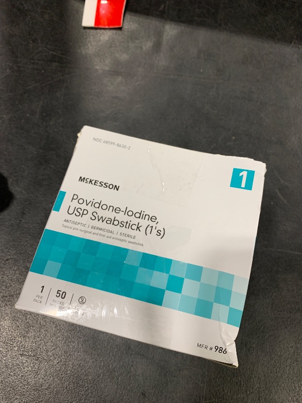 Photo 1 of McKesson Povidone Iodine 10% Swabs Stick [500 Sticks] Sterile Swabsticks, Topical Pre-Surgical and First Aid, 50 Count, 10 Boxes