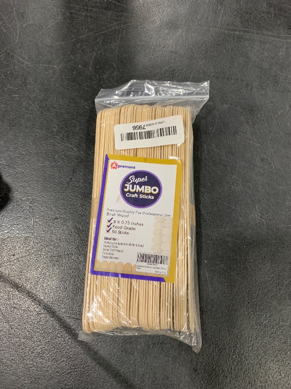 Photo 1 of Apremont 8'' Jumbo Craft Sticks, 50pcs Extra Large Natural Premium Wood, Ice Cream Sticks, Jumbo Sticks, Large Tongue Depressors, Plant Labels, Hair Removal and Waxing Supplies, Crafting (50)