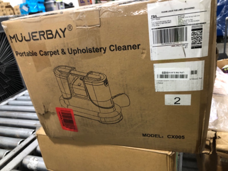 Photo 1 of Carpet Cleaner, MUJERBAY UltraClean Portable Spot and Stain Cleaner, Easy Move with Handle, 1.5-inch Deep Cleaning Machine for Couch, Stairs, Car and Pet Messes. Red