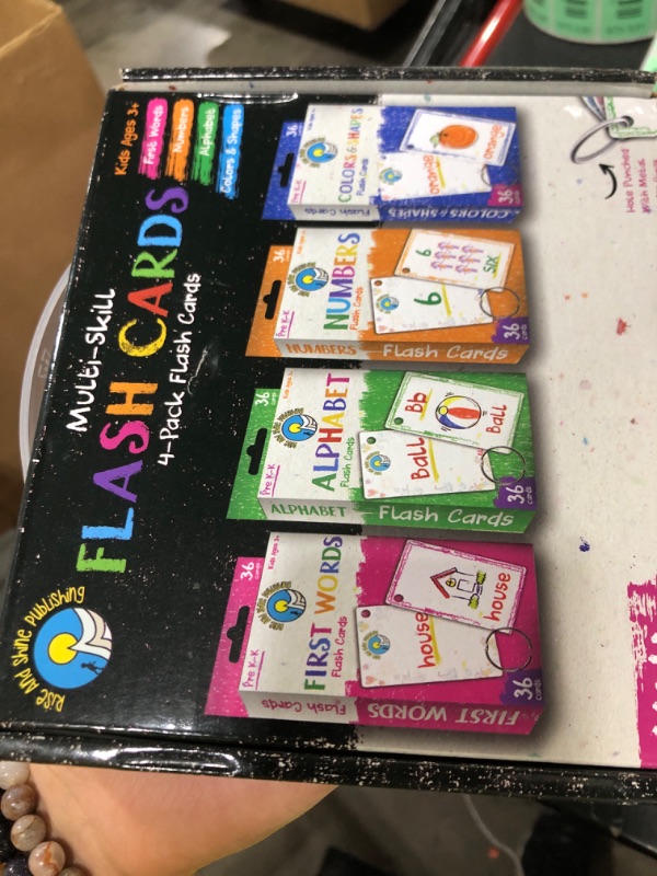 Photo 1 of Star Right Words Toddler Flash Cards Set of 4 - Number Flash Cards, First Words, Colors and Shapes, & Alphabet/Letter Flashcards - 4 Binder Rings - 144 Sight Words Kindergarten Flash Cards 3-7 Years