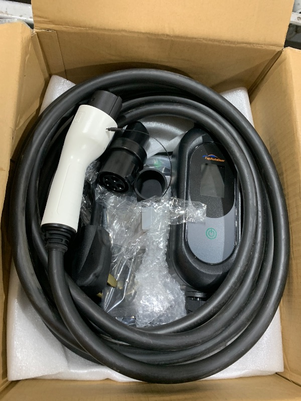 Photo 1 of TopAutoGear Level 2 EV Charger, 50Amp 220V-240V NEMA 14-50 Plug, 25FT Cable Portable Electric Car Charger for Home Use and Ourdoor Charging Fit for All SAE J1772 EV Charging with Delay Timer Function
