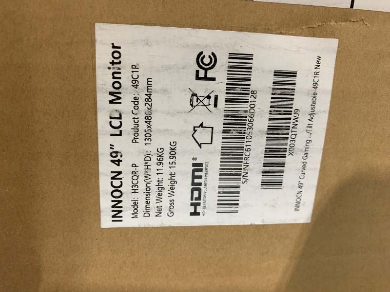Photo 1 of INNOCN 49" Curved Monitor Ultrawide Gaming 120Hz 32:9 QHD 5120 x 1440P Computer Monitor, R1800, 99% sRGB, HDR400, USB Type C, DisplayPort, HDMI, Built-in Speakers, Height/Tilt Adjustable - 49C1R