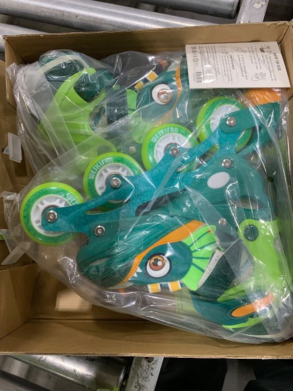 Photo 1 of Dino Kids Inline Skates for Boys Girls,WESKIFAN Dinosaur Blades Skates with Shiny Light up Wheels&Adjustable Ages 6-8-12 Year Old, Men Roller Skates for Birthday Xmas Gifts Toys, Patines para Niñas