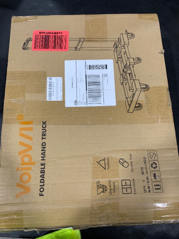 Photo 1 of Voipvvii Folding Hand Truck 500lbs, Portable Heavy Duty Dolly Cart, 6 Wheels Collapsible Luggage Cart with 2 Elastic Ropes - Compact Trolley Cart for Easy Moving - Ideal Hand Cart for Travel and More