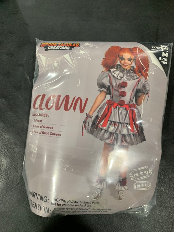 Photo 1 of Spooktacular Creations Girls Clown Costume, Halloween Evil Clown Dress, Scary Jester Costume for Girls Halloween Dress Up, Role Play, Cosplay Party-M