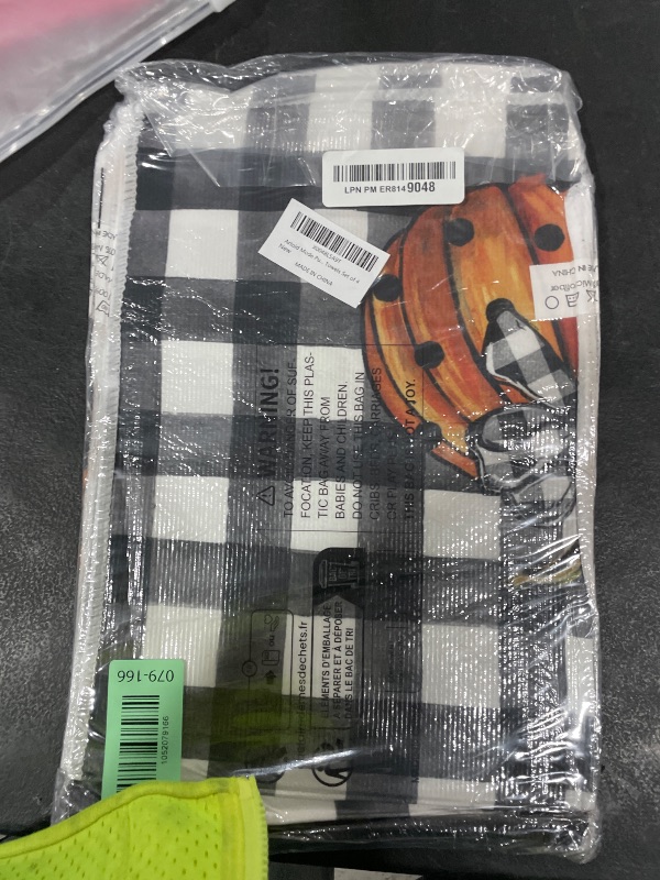 Photo 1 of Artoid Mode Pumpkins Ghost Boo Truck Happy Halloween Kitchen Towels Dish Towels, 18x26 Inch Buffalo Plaid Decoration Hand Towels Set of 4