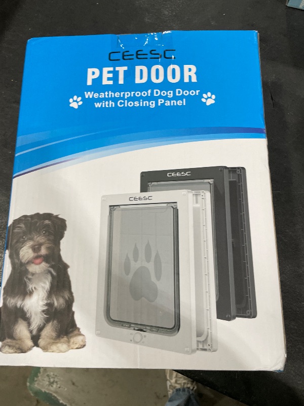 Photo 1 of CEESC Dog Door for Pets Up to 20 lb, Weatherproof Pet Door for Cats and Dogs, Durable, Snap-in Closing Panel Included, Suitable for Interior and Exterior Doors(Small White)