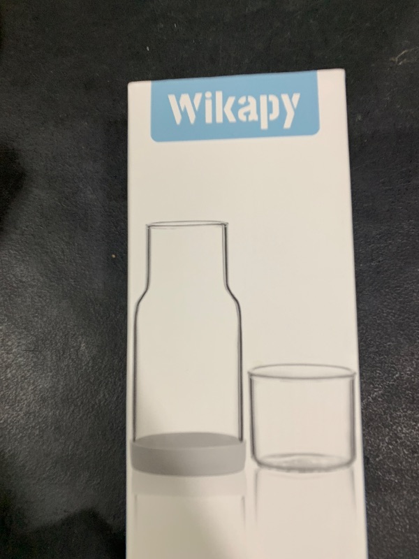 Photo 1 of Wikapy Bedside Water Carafe and Glass Set With Silicone Coaster for Nightstand, Bedroom, 18 OZ Clear Mouthwash Dispenser for Bathroom