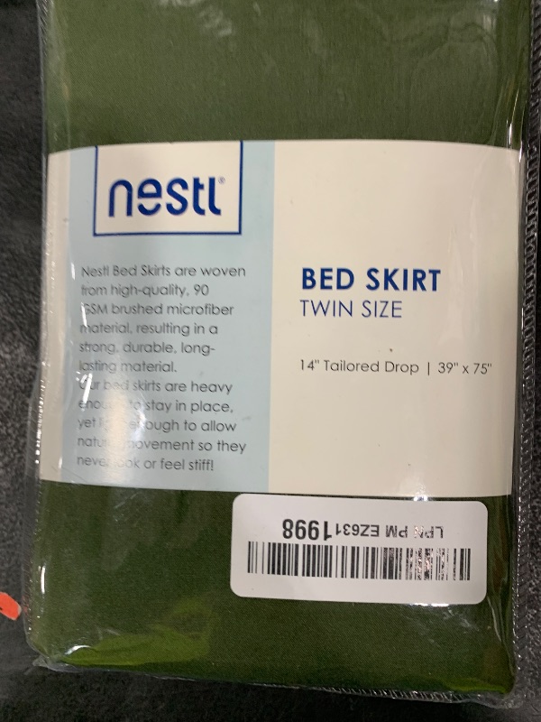 Photo 1 of Nestl Olive Green Twin Bed Skirt - Twin Size Bed Skirt 14 Inch Drop - Brushed Microfiber Hotel Quality Pleated - Shrinkage & Fade Resistant