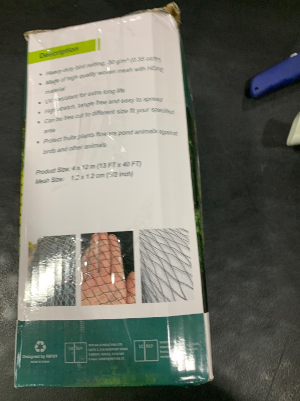 Photo 1 of Bird Netting for Garden - 13 x 40 FT Heavy Duty Anti Bird Netting Mesh with Ties and Landscape Staples for Vegetable, Fruit Trees & Other Plants, Lasting Against Birds Deer Squirrels and Poultry