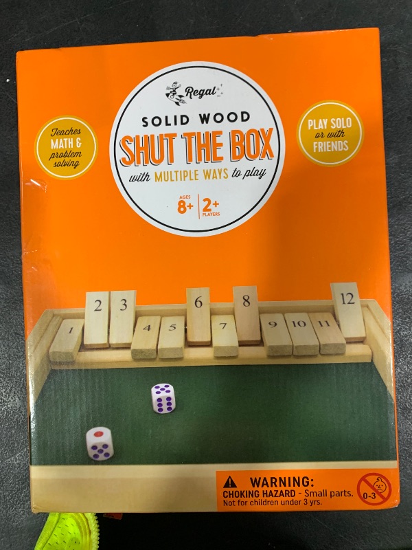 Photo 1 of Regal Games Shut The Box - Fun Table Math Game with Wooden Board for Adults & Kids - 12 Spots Dice Game with 2+ Player Games - Ideal for Game Night, Travel - (Ages 8+)