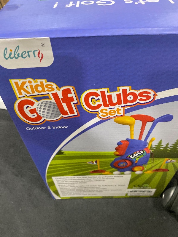 Photo 1 of Liberry Toddler Golf Set with Putting Mat for 2 3 4 5 Years Old Boys Girls, Upgraded Kids Golf Cart with Unique Shoulder Strap Design, Indoor and Outdoor Golf Toys