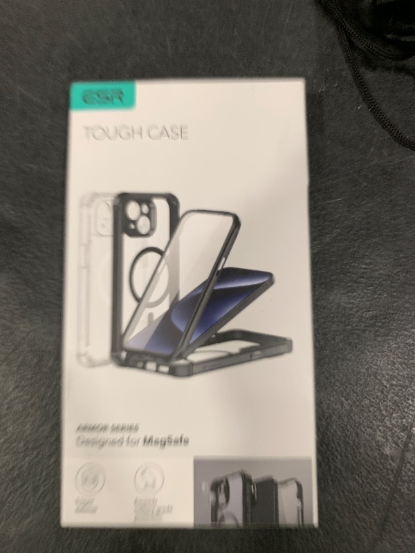 Photo 1 of ESR for iPhone 15 Case, Compatible with MagSafe, Full-Body Military-Grade Drop Proof Case with Built-in 9H+ Tempered Glass Screen Protector, Armor Series, Clear Blue