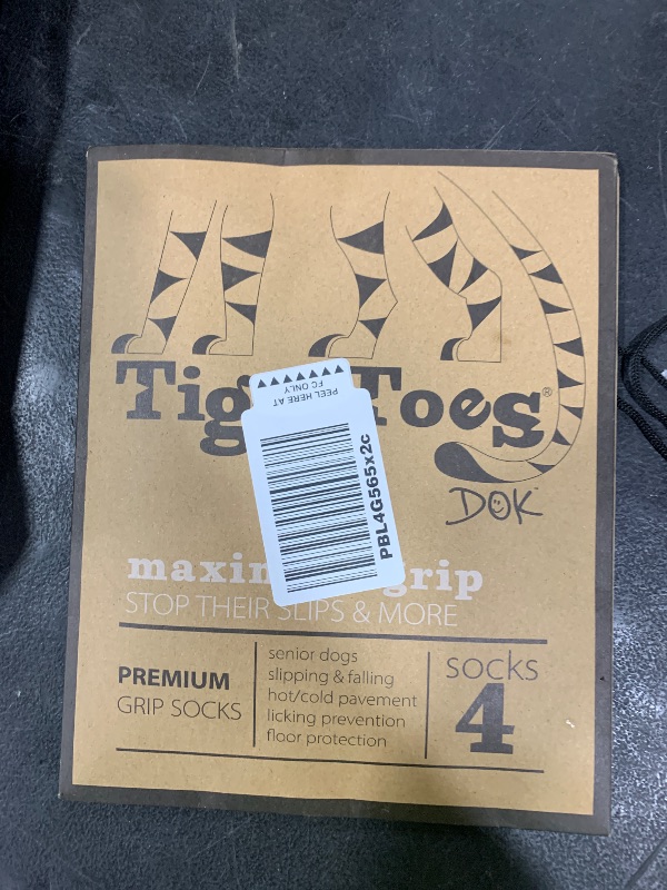 Photo 1 of DOK TigerToes Premium Non-Slip Dog Socks for Hardwood Floors - Extra-Thick Grip That Works Even When Twisted - Prevents Licking, Slipping, and Great for Dog Paw Protection - Size Medium
