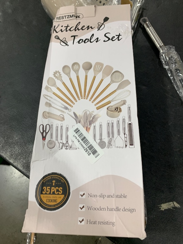 Photo 1 of Kitchen Utensils Set- 35 PCs Cooking Utensils with Grater,Tongs, Spoon Spatula &Turner Made of Heat Resistant Food Grade Silicone and Wooden Handles Kitchen Gadgets Tools Set for Nonstick Cookware