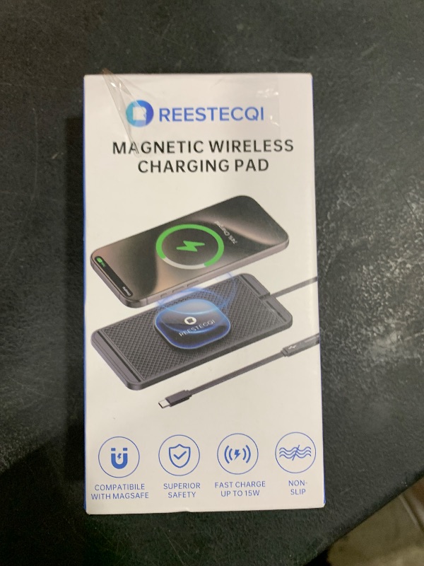Photo 1 of Magnetic Wireless Car Charger Pad, REESTECQI 15W Wireless Charging Pad for Magsafe Charger Non Slip Type C with 40W Car Charger for iPhone 16/15/14/13/12, Airpods (30CM Cable)