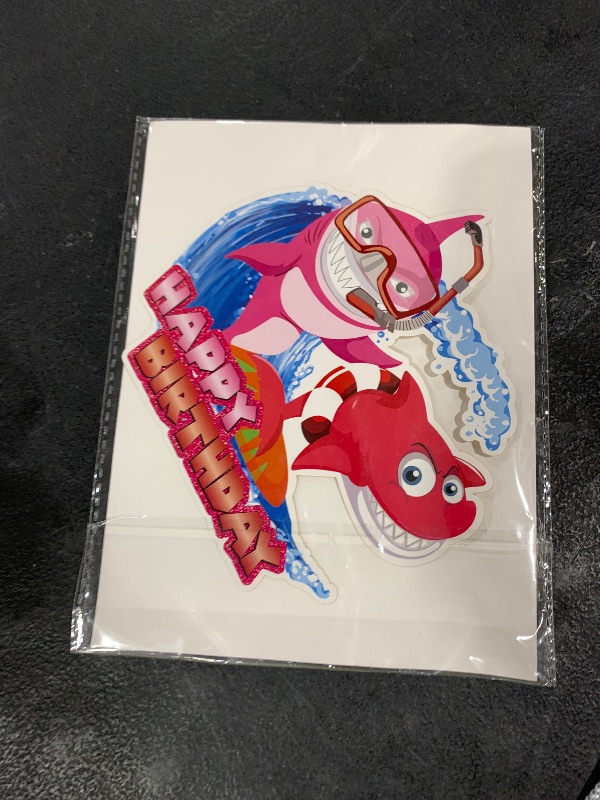 Photo 1 of 1Pc Pink Shark Cake Topper, Ocean Animal Theme Party. Shark Cake Topper Decoration for Boys or Girls Baby Shower Sea Theme Birthday Engagement Graduation Parties Supplies