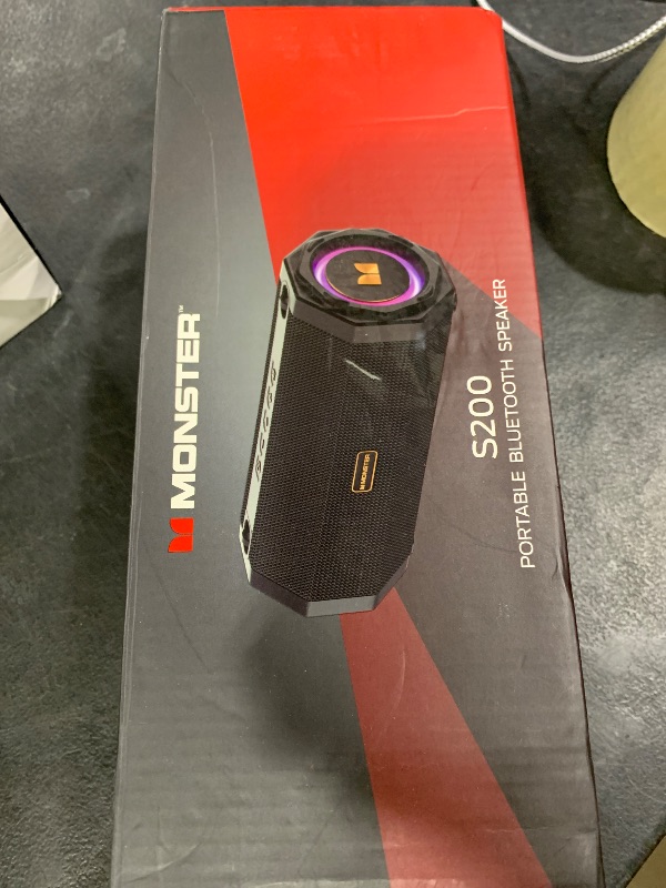 Photo 1 of Monster Speaker S200 Wireless Portable Bluetooth Speaker, 24H Playtime, IPX6 Waterproof, 50W Stereo Sound, Bluetooth 5.4, Dual Bass Speakers, Perfect for Home, Parties, and Travel.