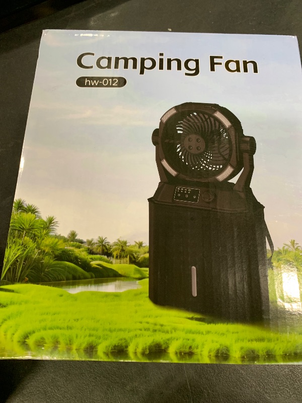Photo 1 of Misting Fan Portable for Outside, Camping Mister Cooling Fan for Outdoors Patios, Rechargeable Battery Operated Mist fans, 4 Spray Outlets, 3 Lights Modes, 4 Timer for Fishing/Golf/Garden/Party/Beach