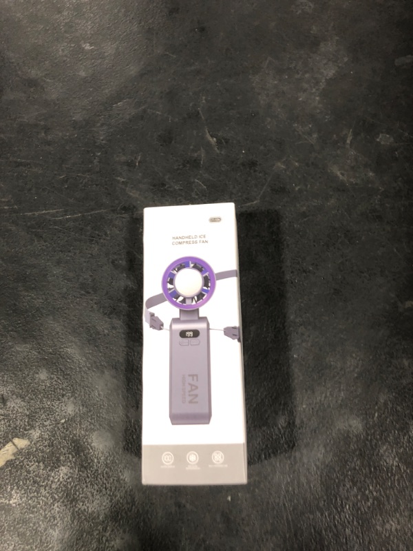 Photo 1 of Handheld Portable Turbo Fan with Ice Cooler, Speed (1-199) 5500mAh Rechargeable Personal Fan,[20H Cooling Time] Mini Yet Powerful [20000 RPM] Small Pocket Fans for Travel/Outdoor/Home/Office, Purple