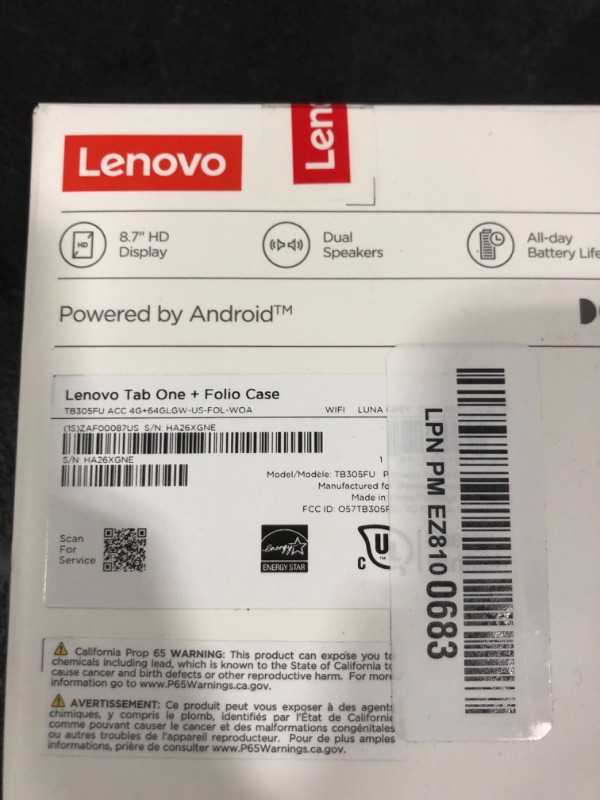 Photo 1 of Lenovo Tab One - Lightweight Tablet - up to 12.5 Hours of YouTube Streaming - 8.7" HD Display - 4 GB Memory - 64 GB Storage - MediaTek Helio G85 - Includes Folio Case