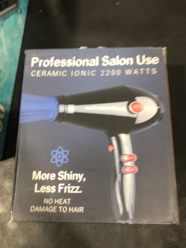 Photo 1 of JOHN Super Fast Drying Hair Dryer, Ionic 2200W Professional Salon Blow Dryer, 2 Concentrator Nozzles, Blast Turbo 6900, Black