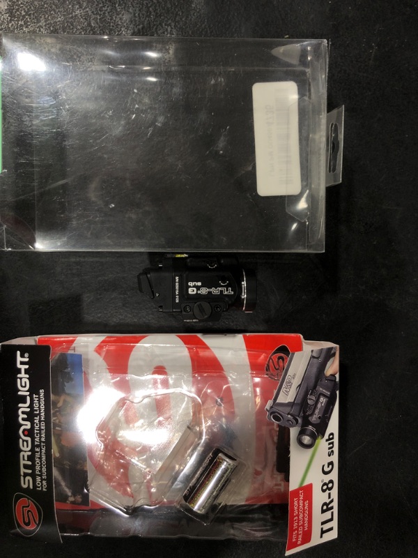 Photo 1 of Streamlight 69438 TLR-8 X G sub 500-Lumen Rail-Mounted Tactical Weapon Light with Integrated Green Aiming Laser Exclusively for 1913 Short Models Only, Black