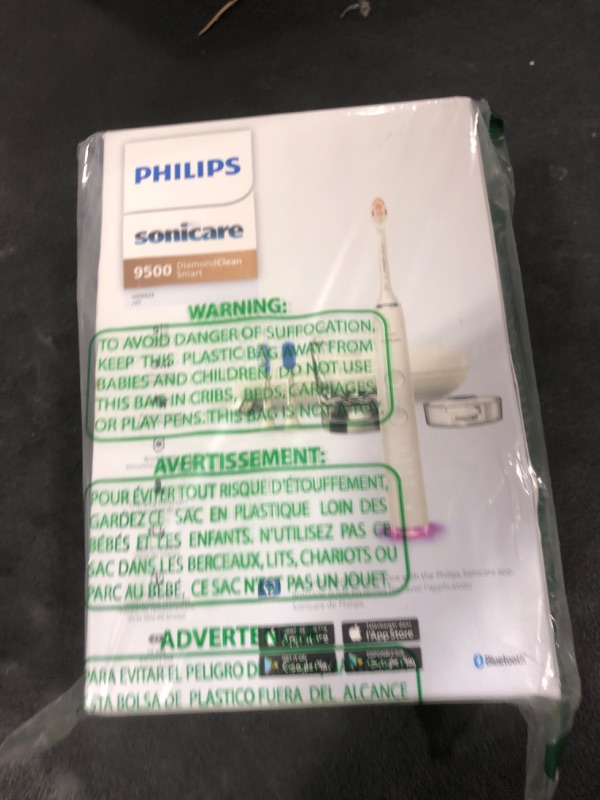 Photo 1 of Philips Sonicare DiamondClean Smart 9500 Electric Toothbrush, Sonic Toothbrush with App, Pressure Sensor, Brush Head Detection, 5 Brushing Modes and 3 Intensity Levels, White, Model HX9923/01