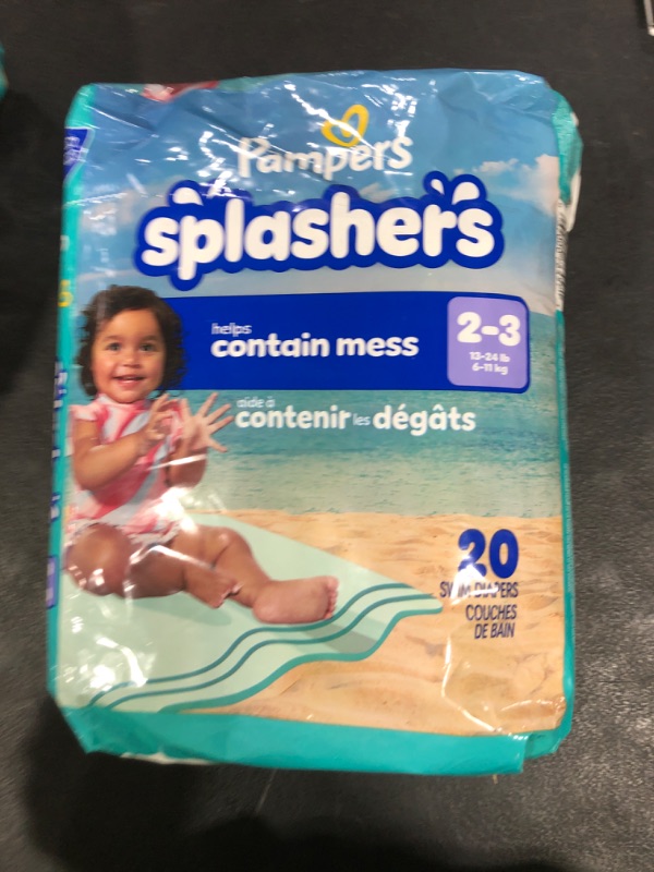 Photo 1 of Pampers Swim Diapers - Splashers - Size 2-3, 20 Count, Gap-Free Disposable Baby Swimming Pants