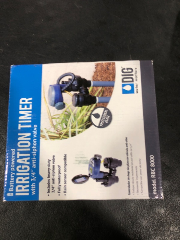 Photo 1 of DIG RBC 8000 Battery Powered Irrigation Automatic Controller with 3/4" Anti-Siphon Valve - Advanced, Safe, and Convenient for Sprinklers or Drip Irrigation System