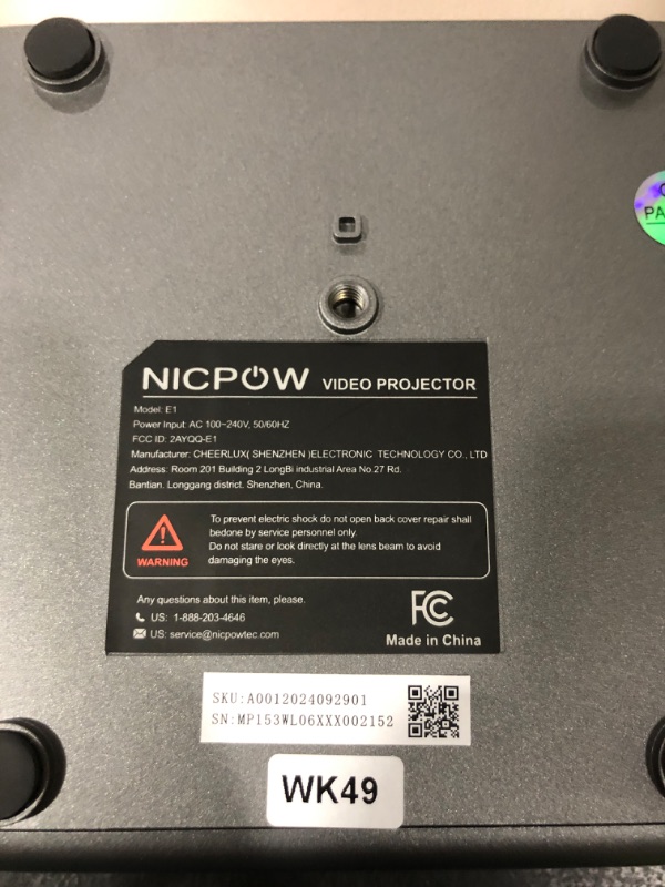 Photo 1 of Projector with WiFi and Bluetooth: [Auto Focus/Keystone] - NICPOW Full HD 1080P 4K Supported Portable Bluetooth Projector for Gaming Devices and Phones - Ideal for Indoor Outdoor Use - Grey