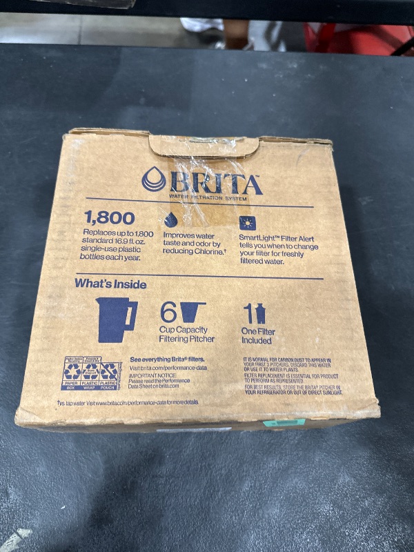 Photo 1 of Brita Water Filter Pitcher for Tap and Drinking Water with 1 Standard Filter, Lasts 2 Months, 6-Cup Capacity, BPA Free, White